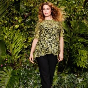 NWOT Lela Rose x Lane Bryant Citrine Lace Top